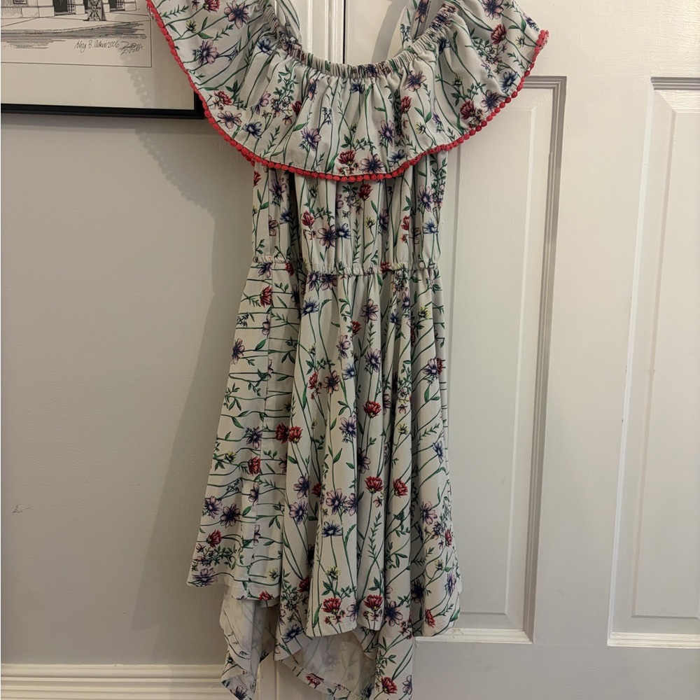 BCBGirls Floral Ruffle Dress - Cream and Red